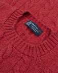 Robert Old - Poppy Melange Rothesay 4ply Cable Crew Cashmere Sweater CASHMERE Robert Old