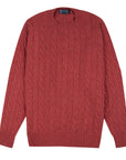 Robert Old - Poppy Melange Rothesay 4ply Cable Crew Cashmere Sweater CASHMERE Robert Old