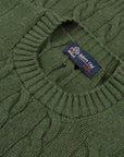 Robert Old - Serpentine Green Rothesay 4ply Cable Crew Cashmere Sweater CASHMERE Robert Old