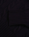 Robert Old - Dark Navy Rothesay 4ply Cable Crew Cashmere Sweater CASHMERE Robert Old