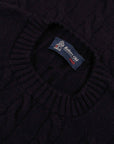 Robert Old - Dark Navy Rothesay 4ply Cable Crew Cashmere Sweater CASHMERE Robert Old