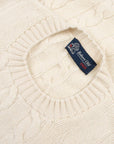 Robert Old - White Undyed Rothesay 4ply Cable Crew Cashmere Sweater CASHMERE Robert Old