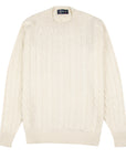 Robert Old - White Undyed Rothesay 4ply Cable Crew Cashmere Sweater CASHMERE Robert Old