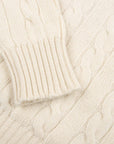 Robert Old - White Undyed Rothesay 4ply Cable Crew Cashmere Sweater CASHMERE Robert Old