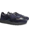 Santoni - Navy Suede & Calf Leather Sneakers