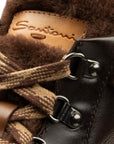 Santoni - Dark Brown Tumbled Leather Fur Lined Hiking Boot SHOES Santoni