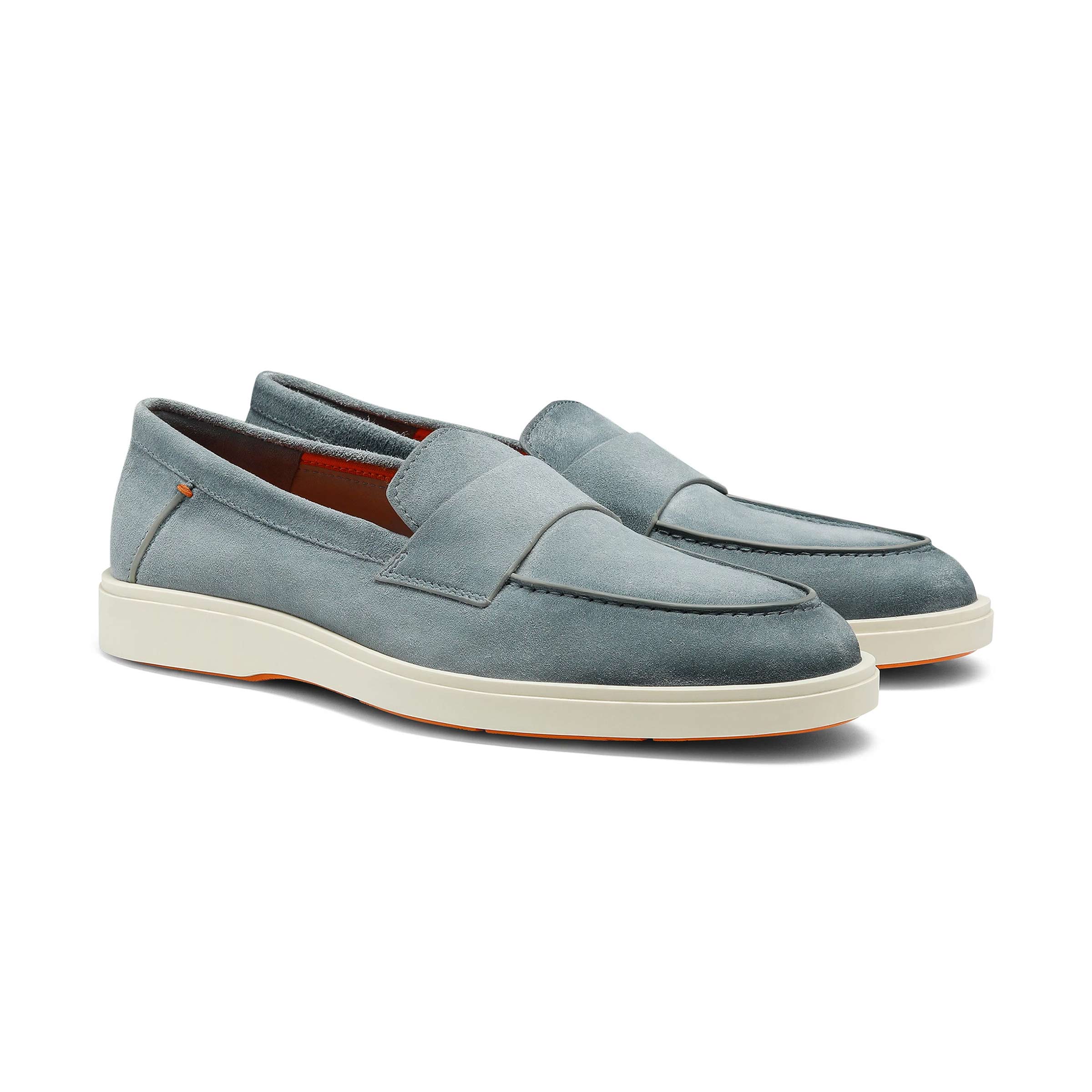 Santoni - Light Blue Suede Penny Loafer – Robert Old & Co