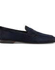 Santoni - Navy Blue Suede Carlo Loafer SHOES Santoni