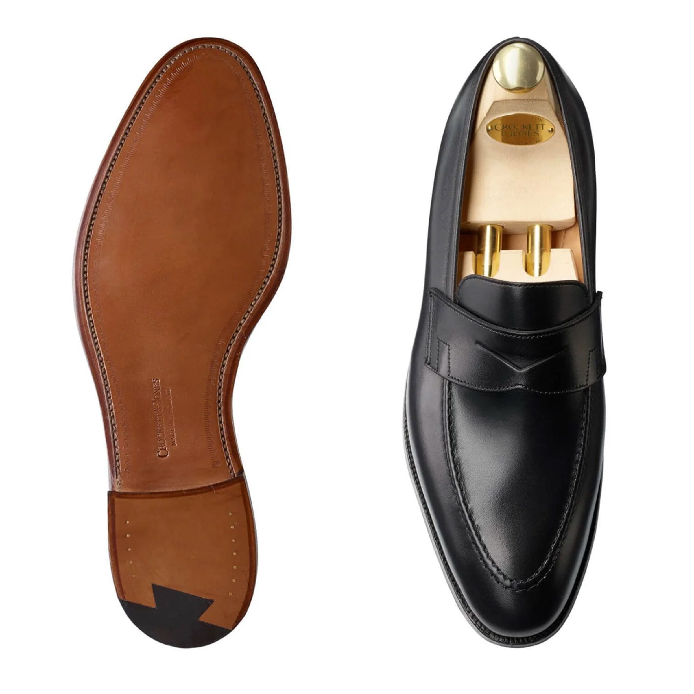 Crockett & Jones - Sydney Black Leather Loafers - Single Leather Sole SHOES Crockett & Jones