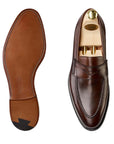 Crockett & Jones - Sydney Brown Burnished Calf Leather Loafers - Single Leather Sole SHOES Crockett & Jones