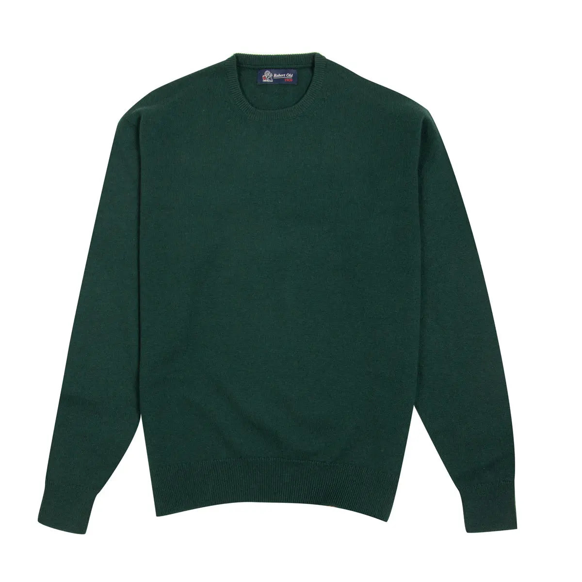 Robert Old - Holly Green Tiree 4ply Crew Neck Cashmere Sweater CASHMERE Robert Old