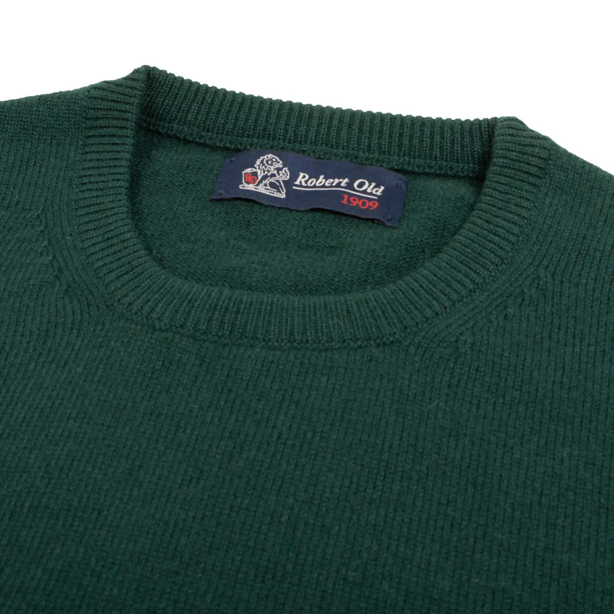 Robert Old - Holly Green Tiree 4ply Crew Neck Cashmere Sweater CASHMERE Robert Old