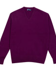 Robert Old - Beetroot Tobermorey 4ply V-Neck Cashmere Sweater CASHMERE Robert Old