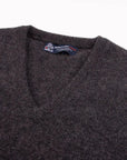 Robert Old - Charcoal Tobermorey 4ply V-Neck Cashmere Sweater CASHMERE Robert Old