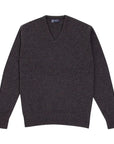 Robert Old - Charcoal Tobermorey 4ply V-Neck Cashmere Sweater CASHMERE Robert Old