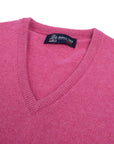 Robert Old - Dakar Pink Tobermorey 4ply V-Neck Cashmere Sweater CASHMERE Robert Old