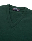 Robert Old - Holly Green Tobermorey 4ply V-Neck Cashmere Sweater CASHMERE Robert Old