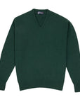 Robert Old - Holly Green Tobermorey 4ply V-Neck Cashmere Sweater CASHMERE Robert Old
