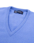 Robert Old - Isfahan Blue Tobermorey 4ply V-Neck Cashmere Sweater CASHMERE Robert Old