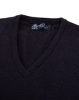 Robert Old - Dark Navy Tobermorey 4ply V-Neck Cashmere Sweater CASHMERE Robert Old