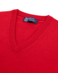 Robert Old - Ruby Red Tobermorey 4ply V-Neck Cashmere Sweater CASHMERE Robert Old