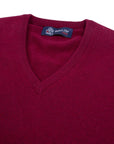 Robert Old - Claret Red Tobermorey 4ply V-Neck Cashmere Sweater CASHMERE Robert Old