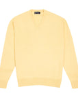 Robert Old - Lemon Frost Tobermorey 4ply V-Neck Cashmere Sweater CASHMERE Robert Old