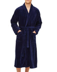 Derek Rose - Navy Triton Cotton Bath Robe UNDERWEAR Derek Rose