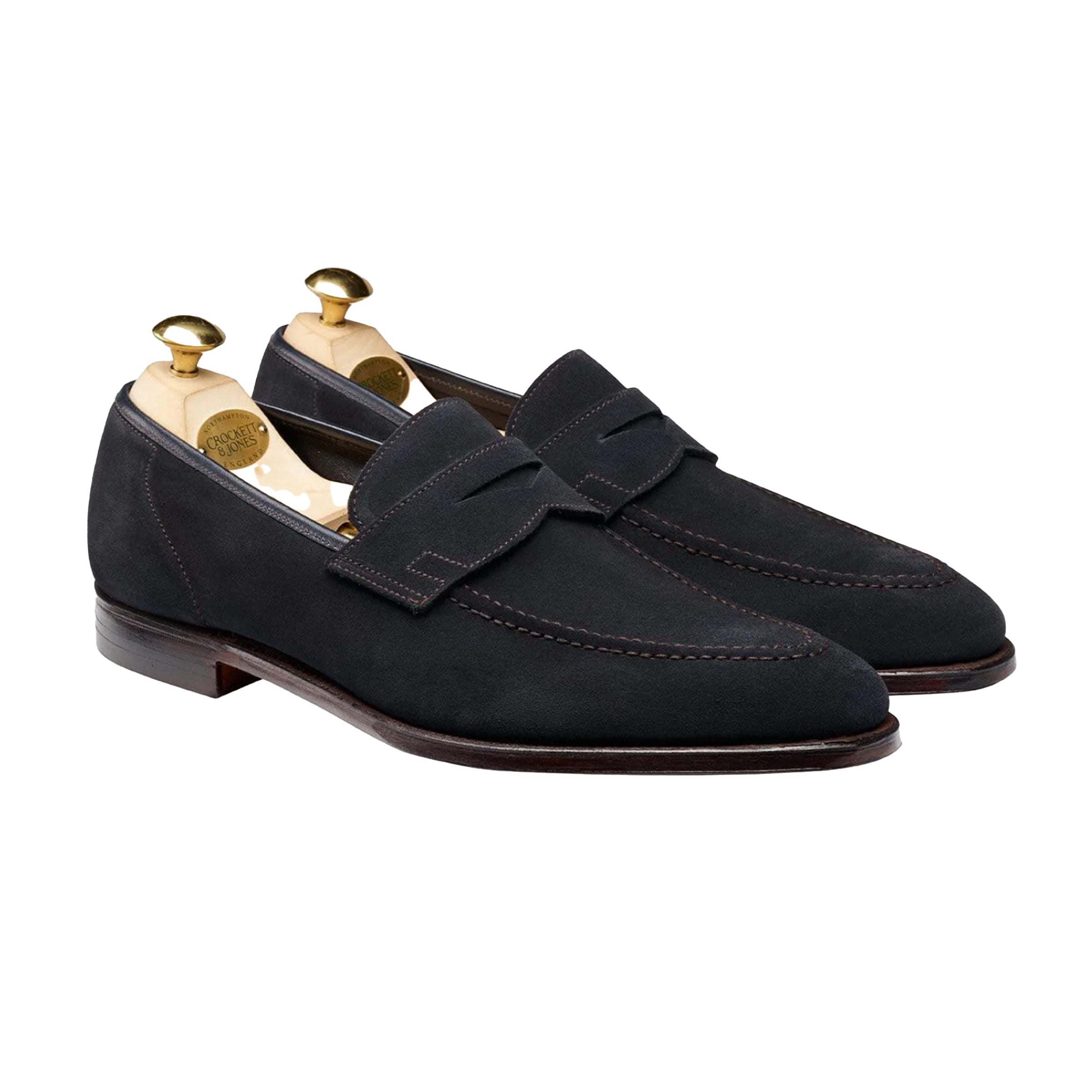 Crockett & Jones - Teign Unlined Suede Loafers SHOES Crockett & Jones Navy 6UK