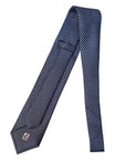 Italian Blue Geo Print Seven Fold 100% Silk Tie TIES/CRAVATS Robert Old