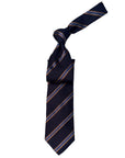 Italian three-fold Jacquard Dark Navy & Brown Bar Stripe Neck Tie TIES/CRAVATS Robert Old