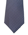Italian Blue Geo Print Seven Fold 100% Silk Tie TIES/CRAVATS Robert Old