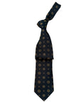 Italian three-fold Jacquard Dark Green & Gold Medallion Neck Tie TIES/CRAVATS Robert Old