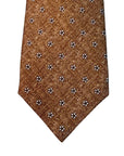 Italian Soft Brown & White Flower Print Seven Fold 100% Silk Tie TIES/CRAVATS Robert Old