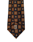 Italian Petrol & Brown Print Seven Fold 100% Silk Tie TIES/CRAVATS Robert Old