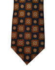 Italian Petrol & Brown Print Seven Fold 100% Silk Tie TIES/CRAVATS Robert Old
