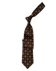 Italian Petrol & Brown Print Seven Fold 100% Silk Tie TIES/CRAVATS Robert Old