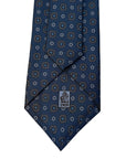 Italian Navy Blue Geometric Circles Print Seven Fold 100% Silk Tie TIES/CRAVATS Robert Old