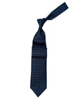 Italian Navy Blue Geometric Circles Print Seven Fold 100% Silk Tie TIES/CRAVATS Robert Old