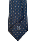 Italian Navy & Grey Geometric Print Seven Fold 100% Silk Tie TIES/CRAVATS Robert Old