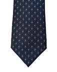 Italian Navy & Grey Geometric Print Seven Fold 100% Silk Tie TIES/CRAVATS Robert Old