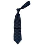 Italian Navy & Grey Geometric Print Seven Fold 100% Silk Tie TIES/CRAVATS Robert Old