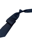 Italian Navy & Grey Geometric Print Seven Fold 100% Silk Tie TIES/CRAVATS Robert Old