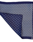 Hand rolled 12" Silk Double Sided Handkerchief- Blue Pattern HANDKERCHIEFS Robert Old