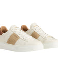 Woolrich - Cream & Brown Classic Court Calfskin Sneakers with Suede Details SHOES WOOLRICH