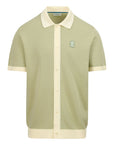 Sandbanks - Knitted Sage & Cream Full Button Polo Shirt S/S POLOS Sandbanks