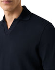 Eton - Navy Interlock Cotton Open Collar Knit Polo Shirt S/S POLOS Eton