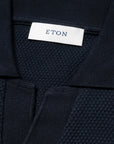 Eton - Navy Interlock Cotton Open Collar Knit Polo Shirt S/S POLOS Eton