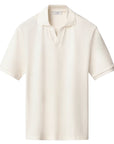 Eton - Off White Interlock Cotton Open Collar Knit Polo Shirt S/S POLOS Eton