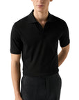 Eton - Black Piqué Polo Shirt S/S POLOS Eton